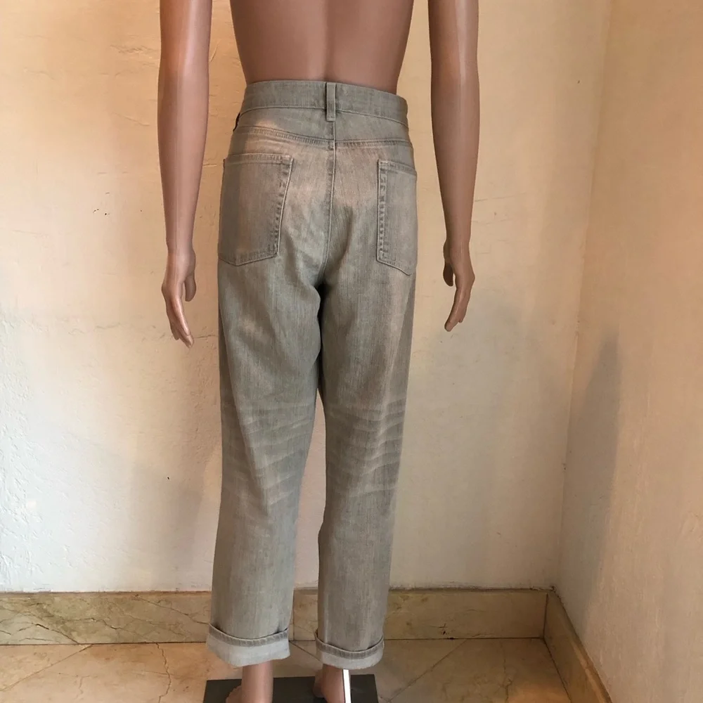 Eileen Fisher High-Waisted Gray Cropped Folded Denim Jeans Pants Women’s 12